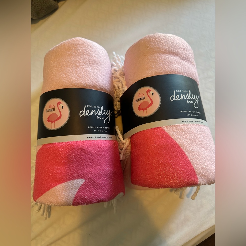 2 Flamingo Beach Towels